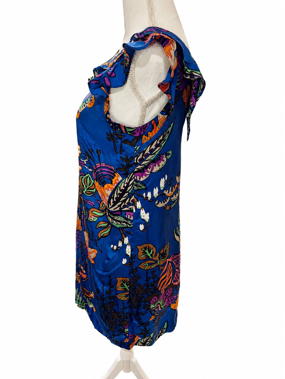 J. Crew Blue Floral Sheath Dress Sea Coral Silk Mini Dress 2 - Picture 4 of 7